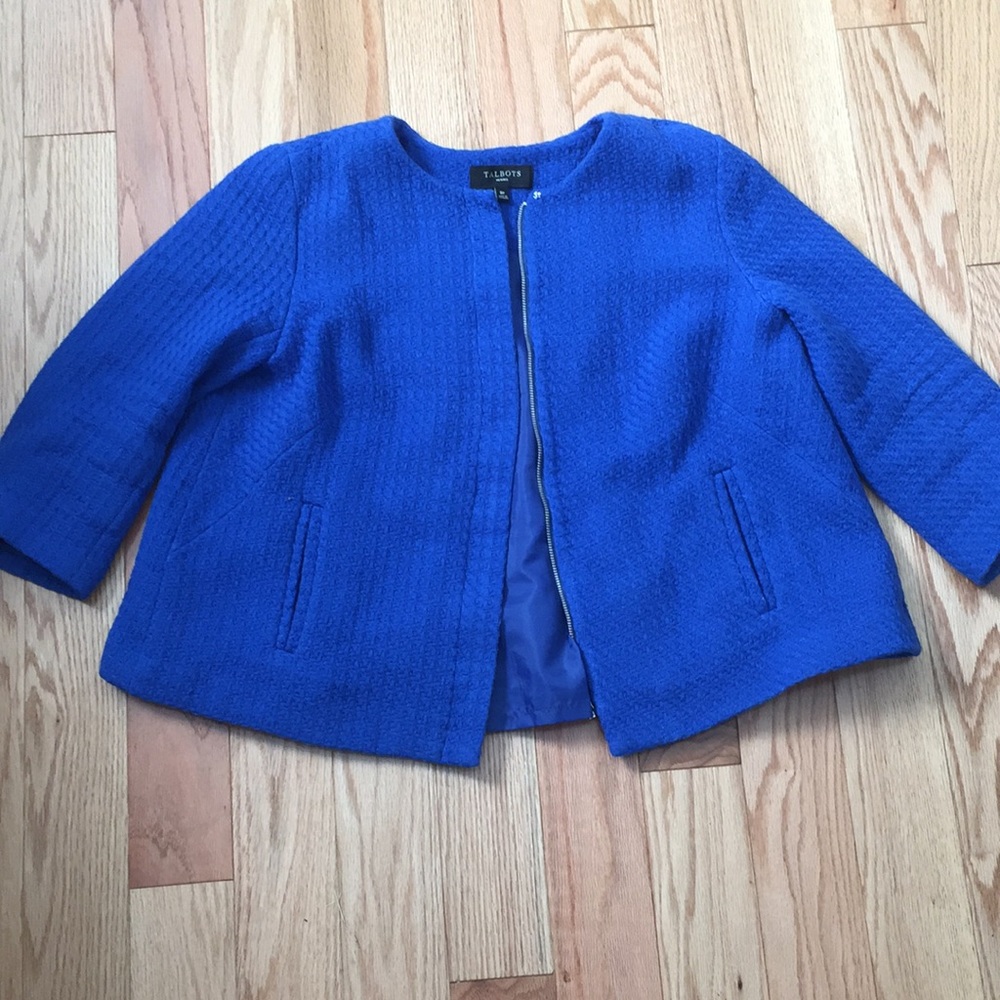 Blue Talbots 3/4 cardigan